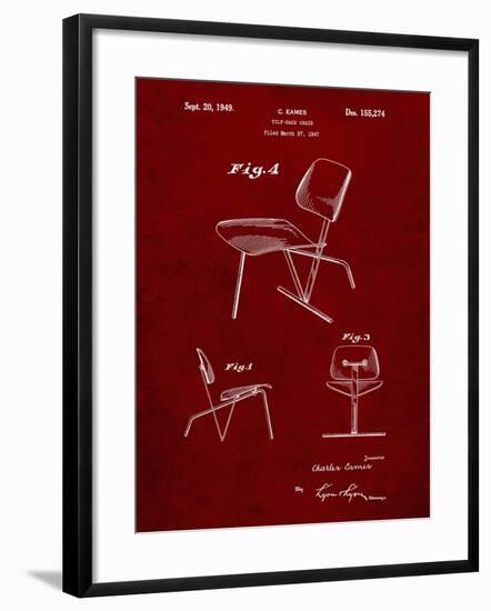 PP159- Burgundy Eames Tilt Back Chair Patent Poster-Cole Borders-Framed Giclee Print