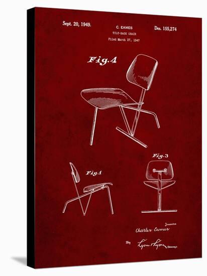PP159- Burgundy Eames Tilt Back Chair Patent Poster-Cole Borders-Stretched Canvas