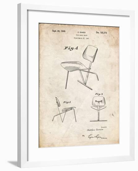 PP159- Vintage Parchment Eames Tilt Back Chair Patent Poster-Cole Borders-Framed Giclee Print