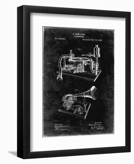 PP160- Black Grunge Berliner Gramophone Poster-Cole Borders-Framed Giclee Print