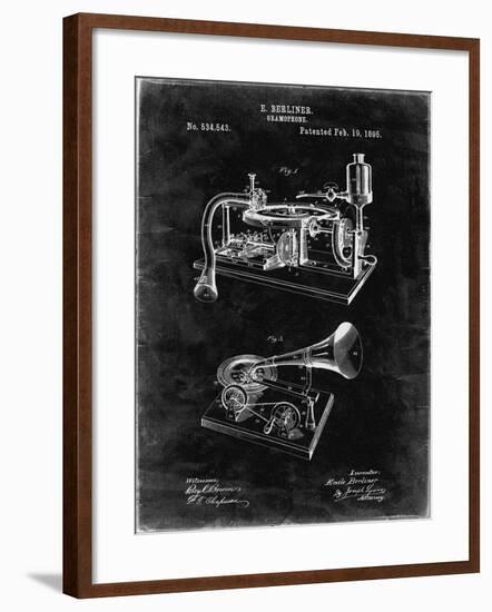 PP160- Black Grunge Berliner Gramophone Poster-Cole Borders-Framed Giclee Print