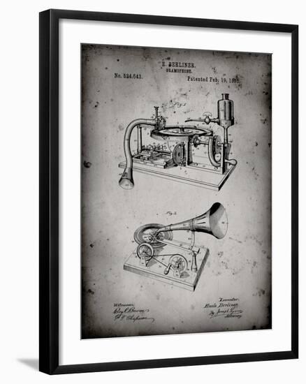 PP160- Faded Grey Berliner Gramophone Poster-Cole Borders-Framed Giclee Print