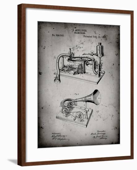 PP160- Faded Grey Berliner Gramophone Poster-Cole Borders-Framed Giclee Print