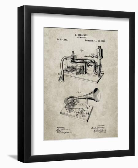 PP160- Sandstone Berliner Gramophone Poster-Cole Borders-Framed Giclee Print