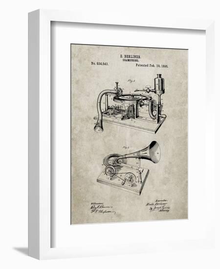 PP160- Sandstone Berliner Gramophone Poster-Cole Borders-Framed Giclee Print