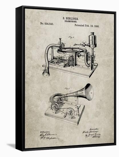 PP160- Sandstone Berliner Gramophone Poster-Cole Borders-Framed Stretched Canvas