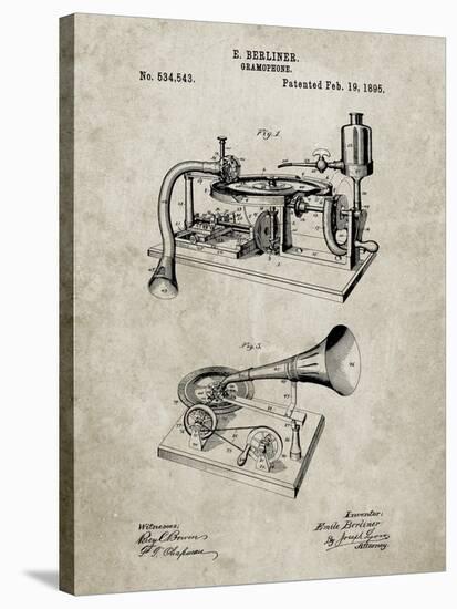 PP160- Sandstone Berliner Gramophone Poster-Cole Borders-Stretched Canvas