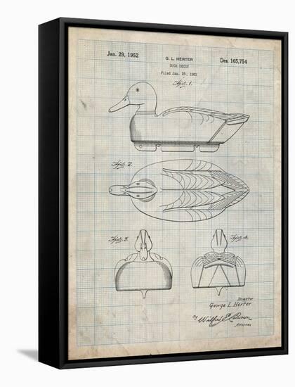 PP161- Antique Grid Parchment Duck Decoy Patent Poster-Cole Borders-Framed Stretched Canvas