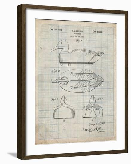 PP161- Antique Grid Parchment Duck Decoy Patent Poster-Cole Borders-Framed Giclee Print