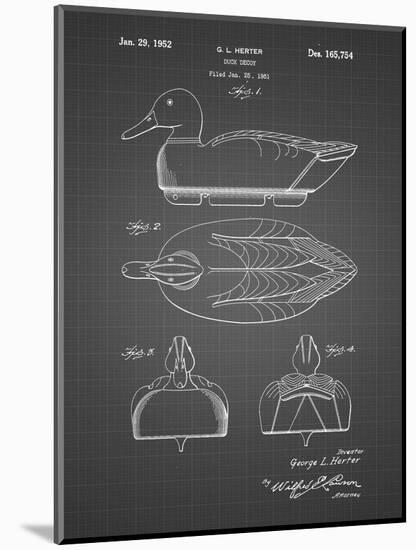 PP161- Black Grid Duck Decoy Patent Poster-Cole Borders-Mounted Giclee Print