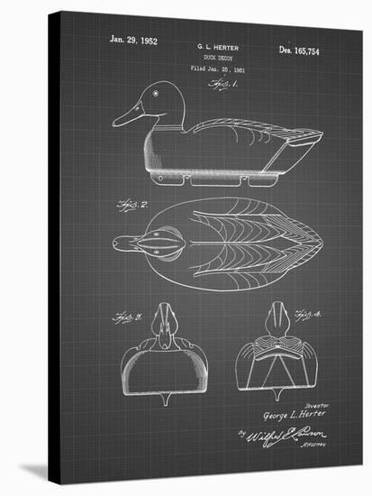PP161- Black Grid Duck Decoy Patent Poster-Cole Borders-Stretched Canvas