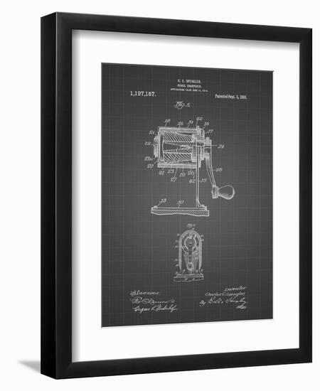 PP162- Black Grid Pencil Sharpener Patent Poster-Cole Borders-Framed Giclee Print