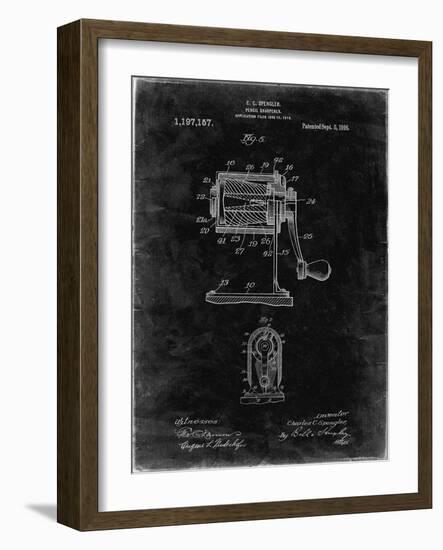 PP162- Black Grunge Pencil Sharpener Patent Poster-Cole Borders-Framed Giclee Print