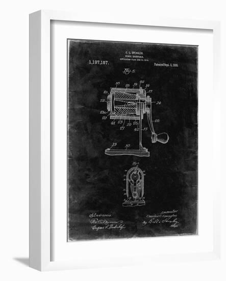 PP162- Black Grunge Pencil Sharpener Patent Poster-Cole Borders-Framed Giclee Print