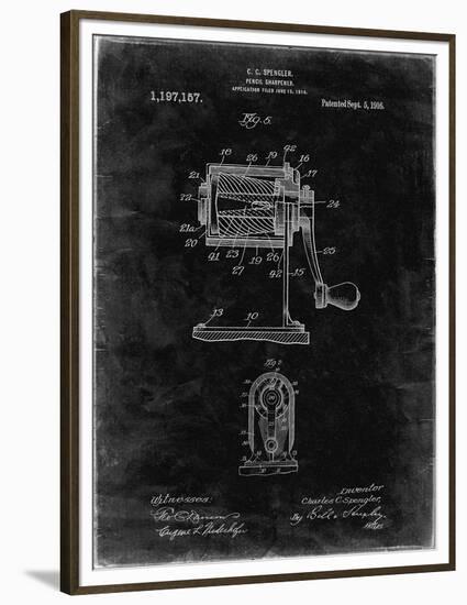 PP162- Black Grunge Pencil Sharpener Patent Poster-Cole Borders-Framed Premium Giclee Print