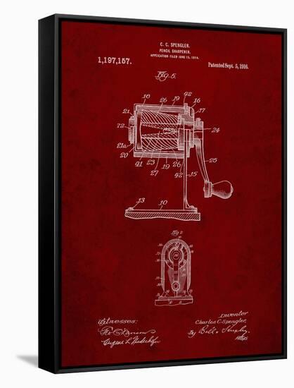 PP162- Burgundy Pencil Sharpener Patent Poster-Cole Borders-Framed Stretched Canvas