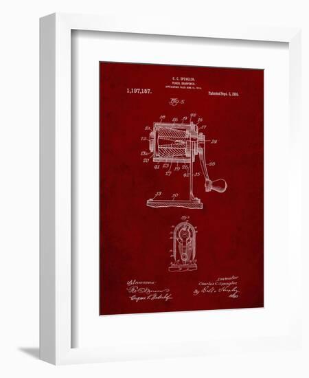 PP162- Burgundy Pencil Sharpener Patent Poster-Cole Borders-Framed Giclee Print