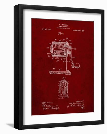 PP162- Burgundy Pencil Sharpener Patent Poster-Cole Borders-Framed Giclee Print