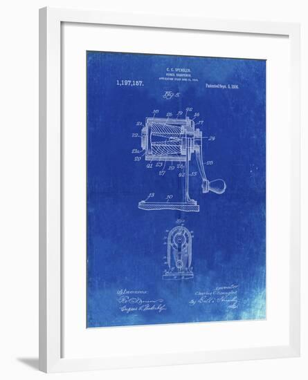 PP162- Faded Blueprint Pencil Sharpener Patent Poster-Cole Borders-Framed Giclee Print