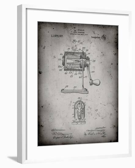 PP162- Faded Grey Pencil Sharpener Patent Poster-Cole Borders-Framed Giclee Print