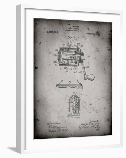 PP162- Faded Grey Pencil Sharpener Patent Poster-Cole Borders-Framed Giclee Print