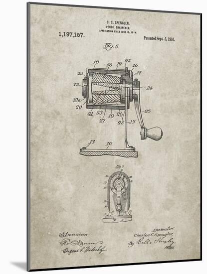 PP162- Sandstone Pencil Sharpener Patent Poster-Cole Borders-Mounted Giclee Print