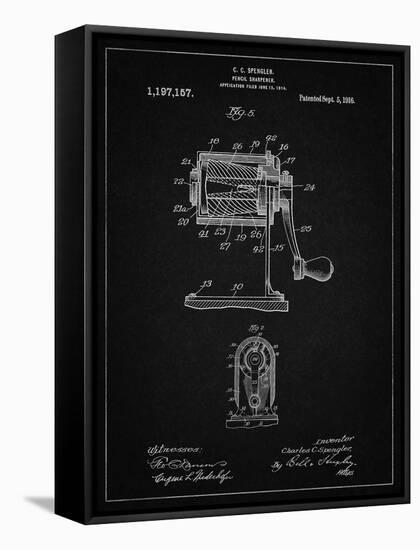 PP162- Vintage Black Pencil Sharpener Patent Poster-Cole Borders-Framed Stretched Canvas