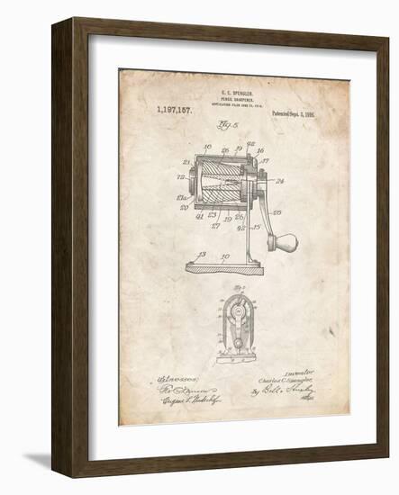 PP162- Vintage Parchment Pencil Sharpener Patent Poster-Cole Borders-Framed Giclee Print