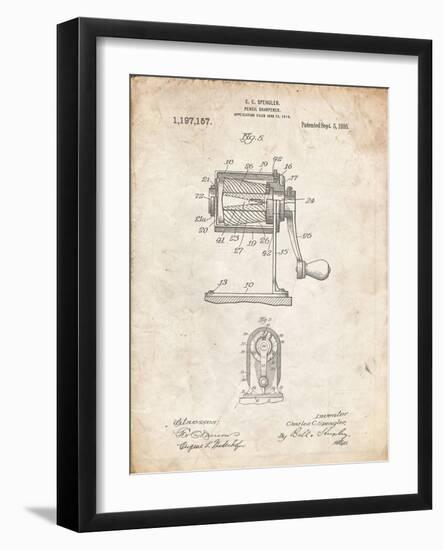 PP162- Vintage Parchment Pencil Sharpener Patent Poster-Cole Borders-Framed Giclee Print