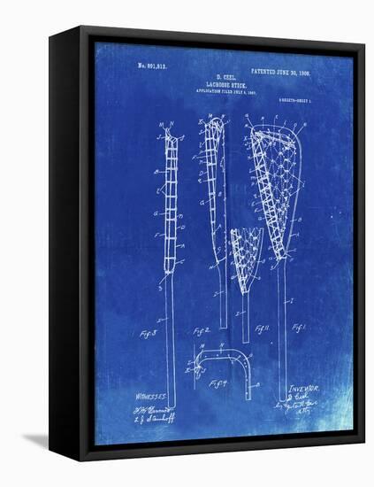 PP166- Faded Blueprint Lacrosse Stick Patent Poster-Cole Borders-Framed Stretched Canvas