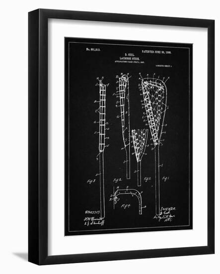 PP166- Vintage Black Lacrosse Stick Patent Poster-Cole Borders-Framed Giclee Print