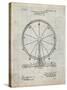 PP167- Antique Grid Parchment Ferris Wheel Poster-Cole Borders-Stretched Canvas