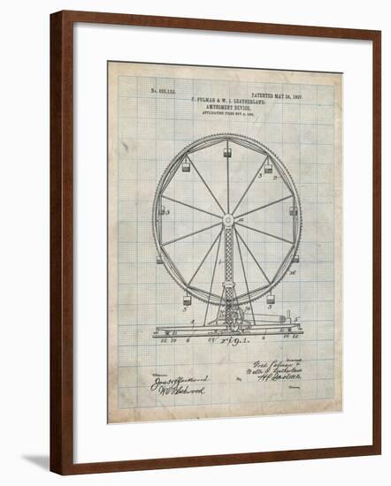 PP167- Antique Grid Parchment Ferris Wheel Poster-Cole Borders-Framed Giclee Print