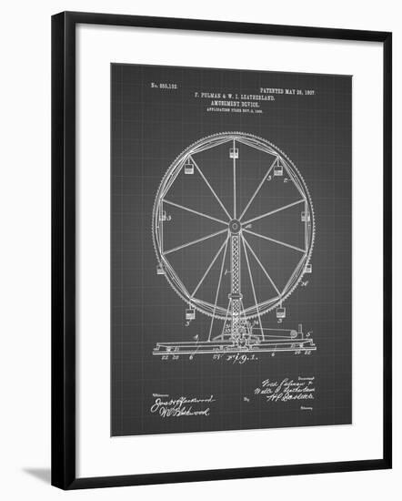 PP167- Black Grid Ferris Wheel Poster-Cole Borders-Framed Giclee Print