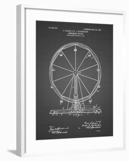 PP167- Black Grid Ferris Wheel Poster-Cole Borders-Framed Giclee Print