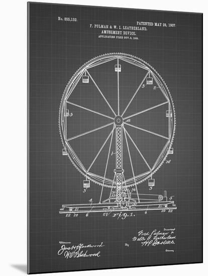 PP167- Black Grid Ferris Wheel Poster-Cole Borders-Mounted Giclee Print