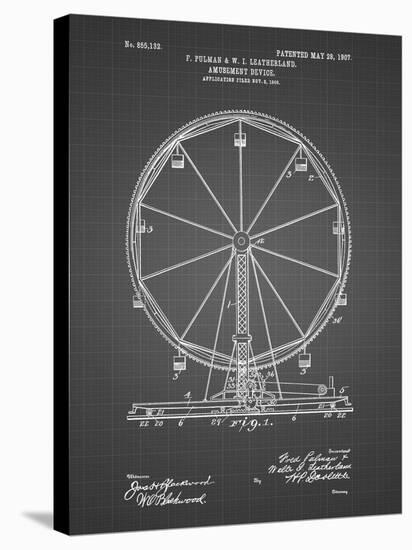 PP167- Black Grid Ferris Wheel Poster-Cole Borders-Stretched Canvas