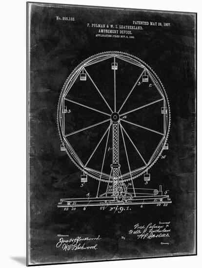 PP167- Black Grunge Ferris Wheel Poster-Cole Borders-Mounted Giclee Print