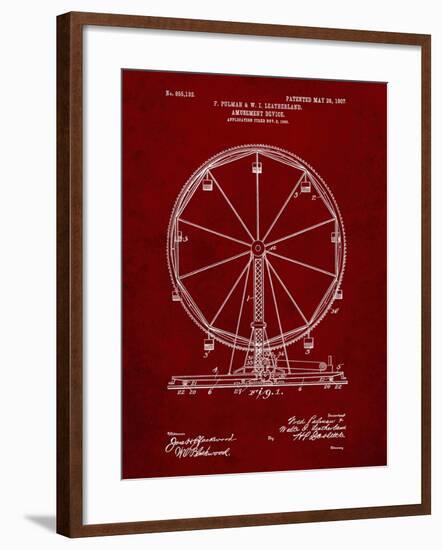 PP167- Burgundy Ferris Wheel Poster-Cole Borders-Framed Giclee Print