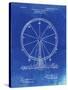 PP167- Faded Blueprint Ferris Wheel Poster-Cole Borders-Stretched Canvas
