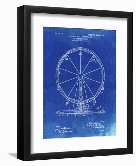 PP167- Faded Blueprint Ferris Wheel Poster-Cole Borders-Framed Giclee Print