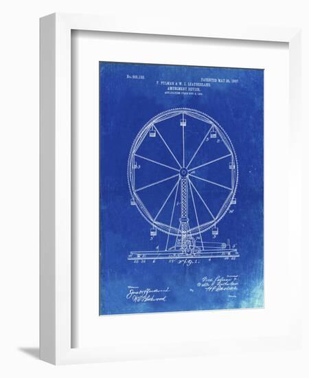 PP167- Faded Blueprint Ferris Wheel Poster-Cole Borders-Framed Giclee Print