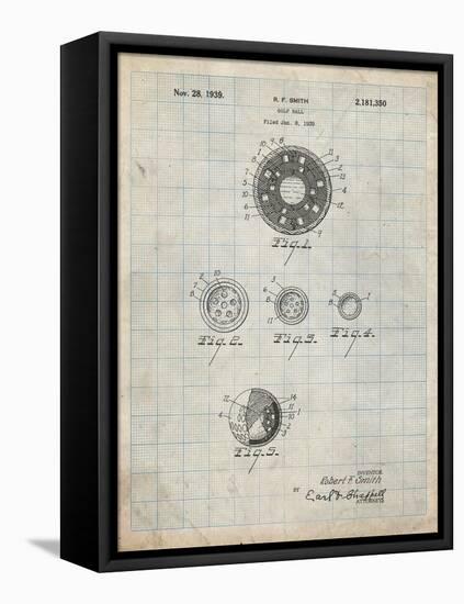PP168- Antique Grid Parchment Golf Ball Uniformity Patent Poster-Cole Borders-Framed Stretched Canvas