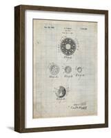 PP168- Antique Grid Parchment Golf Ball Uniformity Patent Poster-Cole Borders-Framed Giclee Print