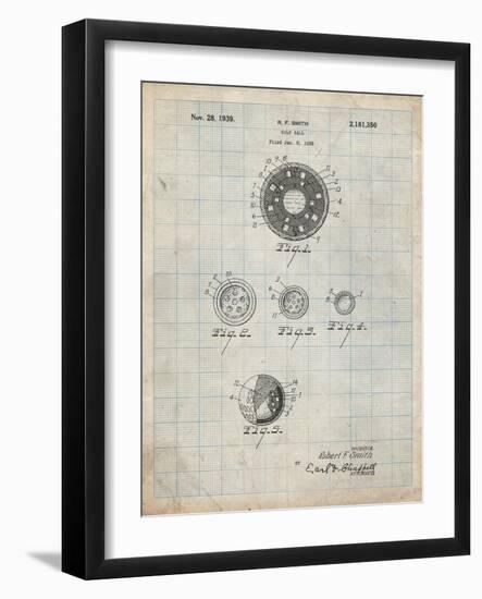 PP168- Antique Grid Parchment Golf Ball Uniformity Patent Poster-Cole Borders-Framed Giclee Print