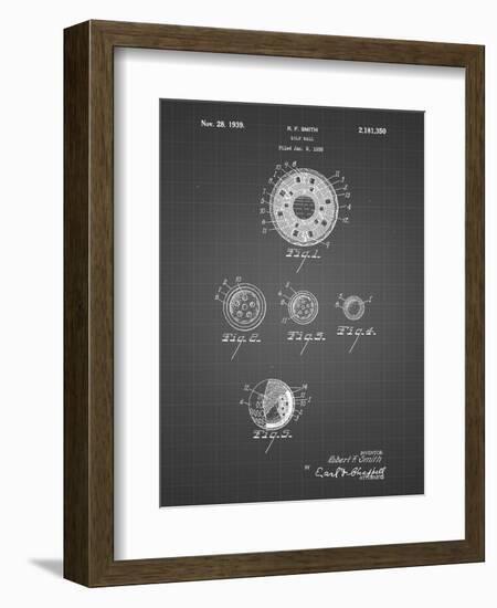 PP168- Black Grid Golf Ball Uniformity Patent Poster-Cole Borders-Framed Giclee Print