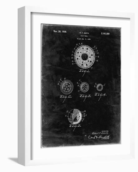 PP168- Black Grunge Golf Ball Uniformity Patent Poster-Cole Borders-Framed Giclee Print