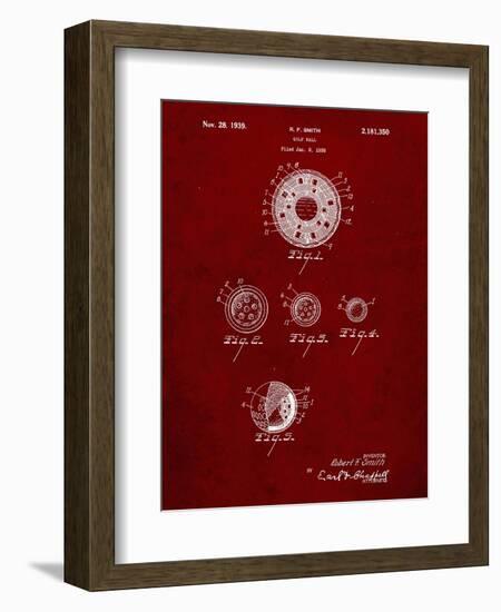PP168- Burgundy Golf Ball Uniformity Patent Poster-Cole Borders-Framed Giclee Print