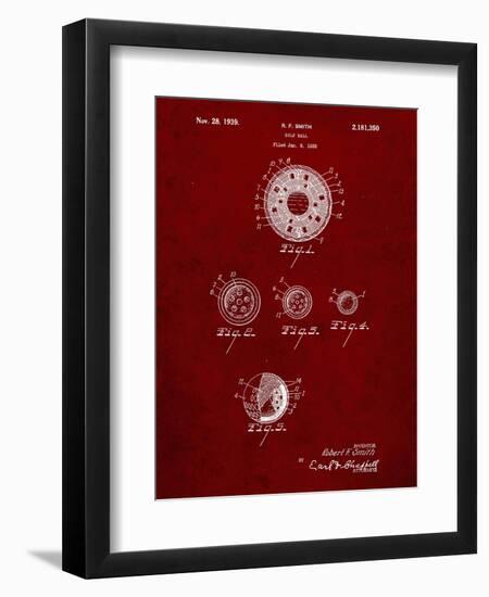 PP168- Burgundy Golf Ball Uniformity Patent Poster-Cole Borders-Framed Giclee Print