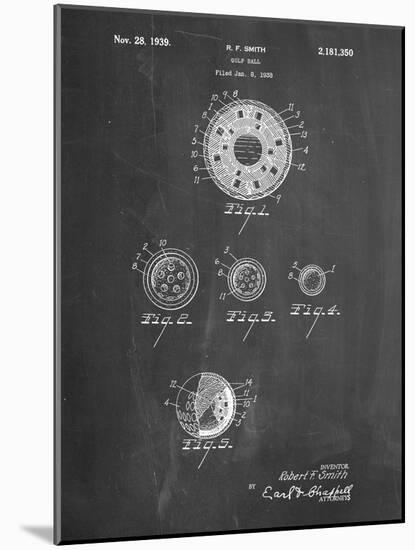 PP168- Chalkboard Golf Ball Uniformity Patent Poster-Cole Borders-Mounted Giclee Print